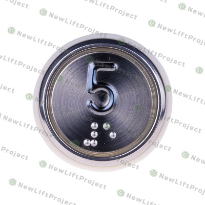 Модуль кнопочный A4N49744$05 красная подсветка Брайль "5" BBP-R331-CMPLT-D-R-05 (EA2406S-D-R-05) ЩЛЗ