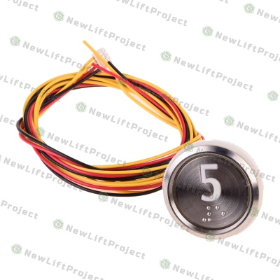 Модуль кнопочный код брайля белая подсветка "5" BAS231 A4N33841 Otis