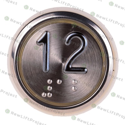 Модуль кнопочный A4N49744$05 белая подсветка Брайль "12" BBP-R331-CMPLT-D-W-12 (EA2406S-D-W-12) ЩЛЗ