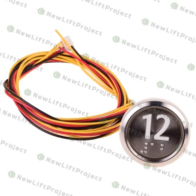 Модуль кнопочный код брайля белая подсветка "12" BAS231 A4N33841 Otis