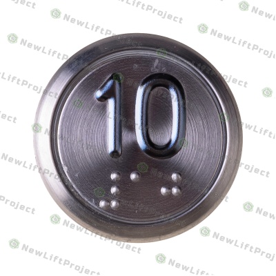 Модуль кнопочный синяя подсветка Брайль "10" BBP-R430-CCPLT-D-B-10 (EA2406S-D-B-10)