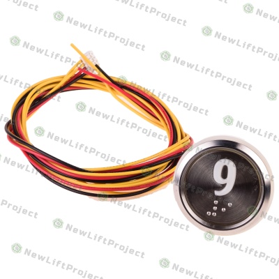 Модуль кнопочный код брайля белая подсветка "9" BAS231 A4N33841 Otis