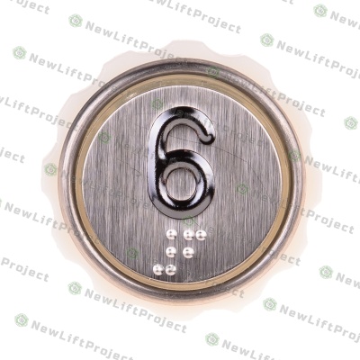 Модуль кнопочный A4N58353$04 белая подсветка Брайль "6" BBP-R302-VCPLT-S-W-06 (MA2D04-S-W-06)