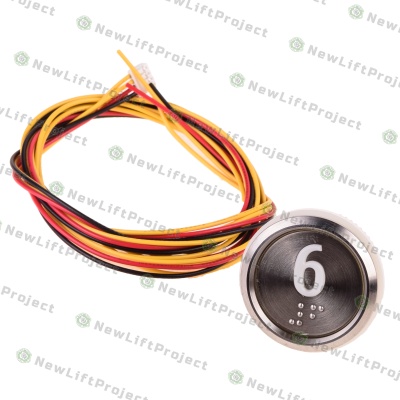 Модуль кнопочный код брайля белая подсветка "6" BAS231 A4N33841 Otis